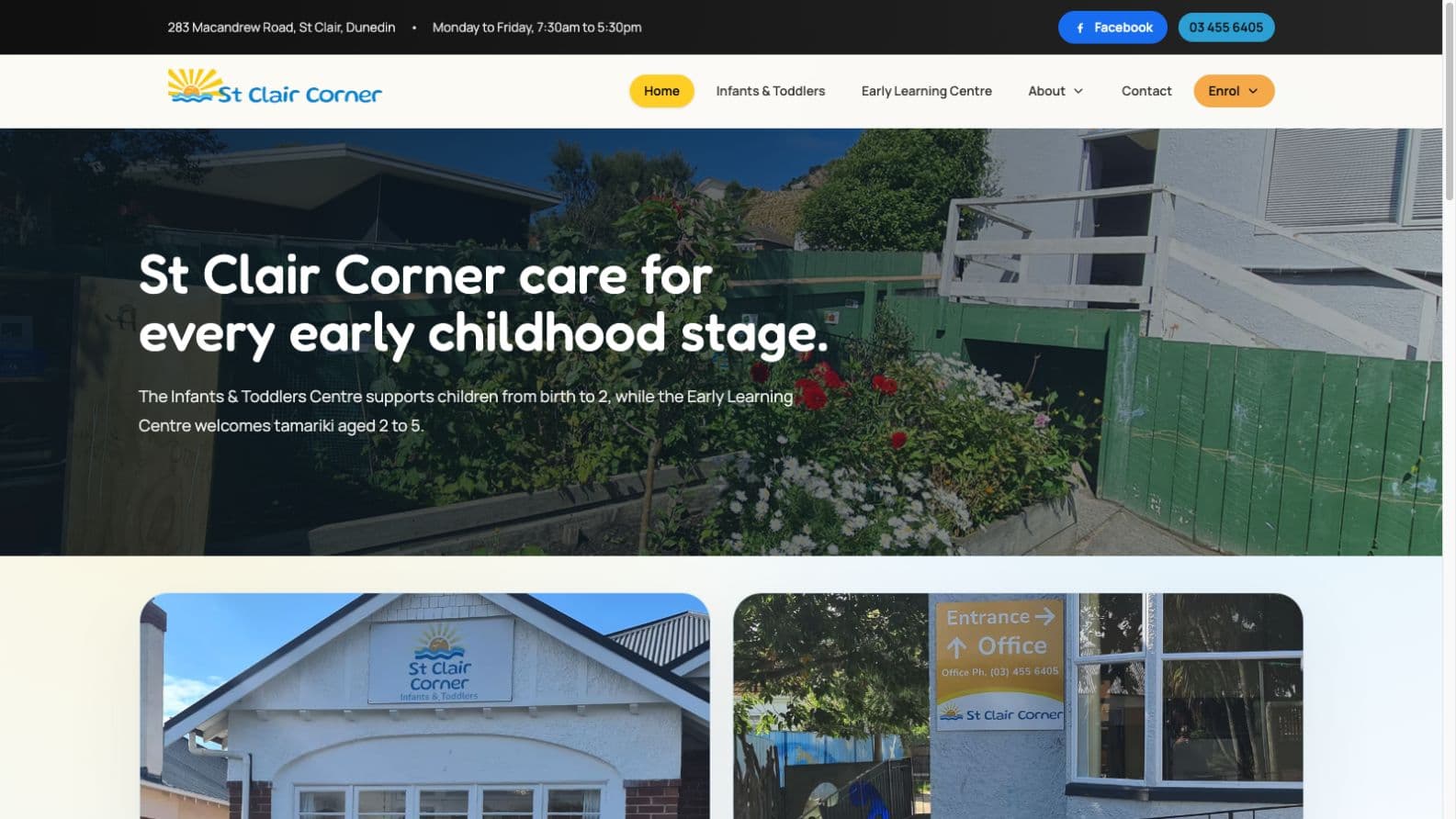 Homepage screenshot of the St Clair Corner website
